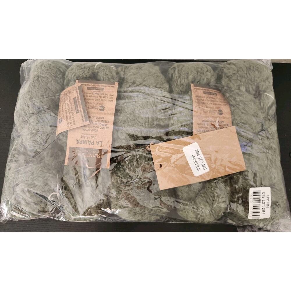 Aslan Trends La Pampa Yarn Lot Of 5 Merino Mohair Boucle Green Argentina Sealed - Picture 6 of 6